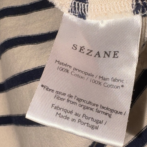 Sezane Colette Marinire Classic Navy and Cream Striped 3/4 Sleeve Top medium - Picture 7 of 7